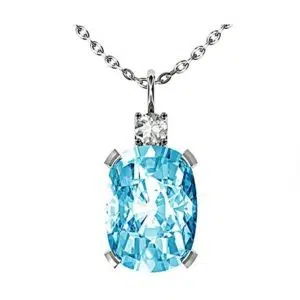 Oval Aquamarine and Diamond Pendant 1 1