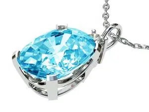 Oval Aquamarine and Diamond Pendant 3 2