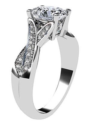 Oval Cut Diamond Ring with Woven Diamond Set Band 4 2