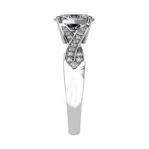 Oval Cut Diamond Ring with Woven Diamond Set Band w2