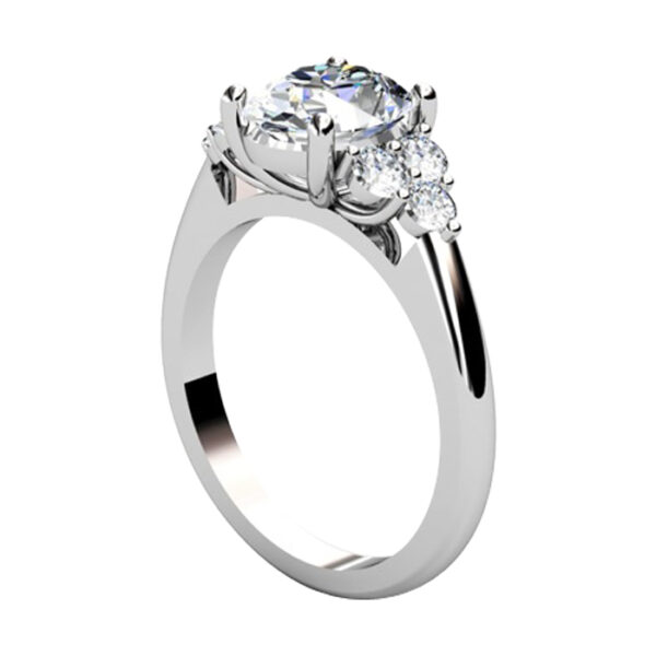 Oval Diamond Engagement Ring with Cluster Side Diamonds white 2