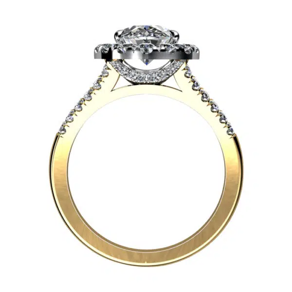 Oval Diamond Halo Engagement Ring Yellow Gold with Split Shank yellow 3