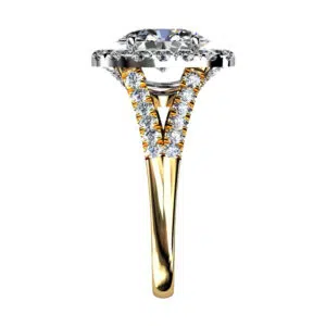 Oval Diamond Halo Engagement Ring Yellow Gold with Split Shank yellow 4