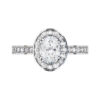 Oval Diamond Halo Engagement Ring with Channel Set Diamond Band white copy