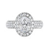 Oval Diamond Halo Engagement Ring with Wide Diamond Band 5