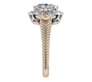 Oval Diamond Yellow Gold Halo Engagement Ring with Fluted Band 5 2