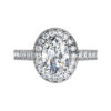 Oval Shaped Diamond Halo Engagement Ring with Diamond Encrusted Half Band white 2