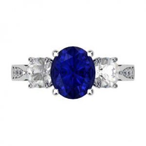 Oval Shaped Sapphire Three Stone Engagement Ring 2 2