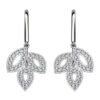 Pave Set Diamond Leaf Drop Earrings