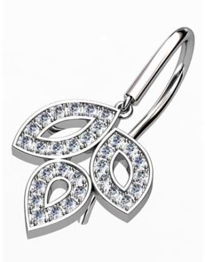 Pave Set Diamond Leaf Drop Earrings 3 2