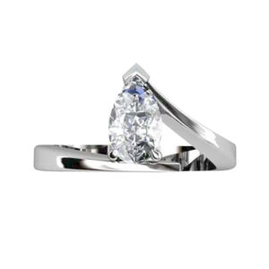 Pear Cut Diamond Engagement Ring with Twisted Band white 1