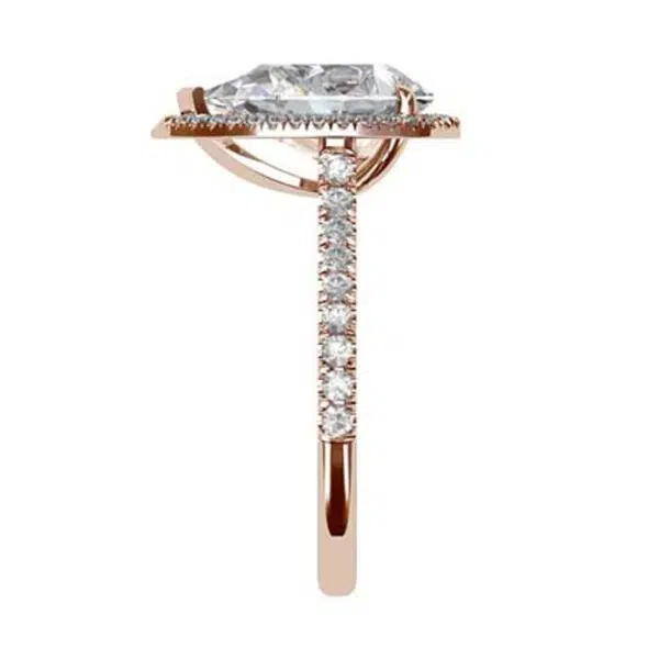 Pear Cut Diamond Halo Rose Gold Engagement Ring r2