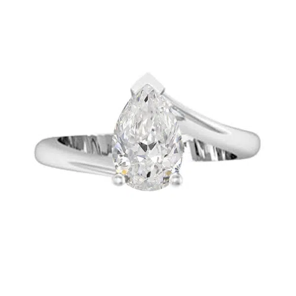 Pear Cut Solitaire Engagement Ring with Twisted Band w copy