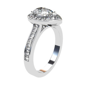 Pear Shape Diamond Bezel Halo Engagement Ring white 2