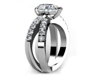 Pear Shape Diamond Engagement Ring with Crossover Band 4 2