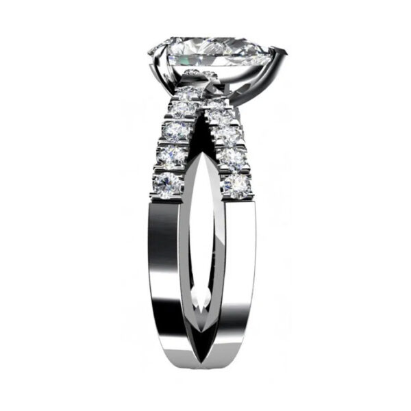 Pear Shape Diamond Engagement Ring with Crossover Band w2