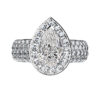 Pear Shape Diamond Micro Pave Set Halo Engagement Ring 5