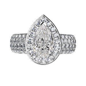 Pear Shape Diamond Micro Pave Set Halo Engagement Ring 5