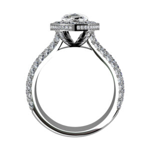 Pear Shape Diamond Micro Pave Set Halo Engagement Ring white 3