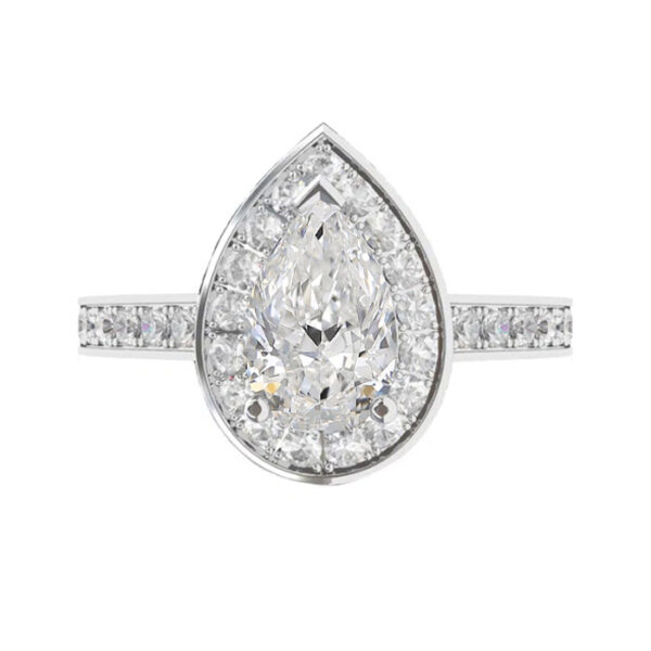 Pear Shape Diamond Pave Halo Engagement Ring w5 copy