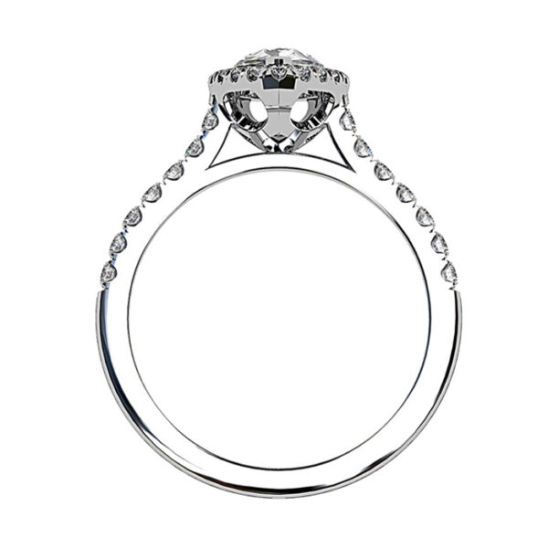 Pear Shape Halo Diamond Ring With Unique Basket white 3