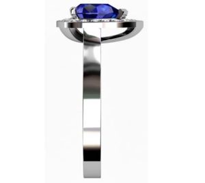 Pear Shaped Sapphire Halo Engagement Ring with Flat Band 5 2