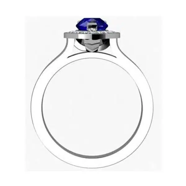 Pear Shaped Sapphire Halo Engagement Ring with Flat Band w