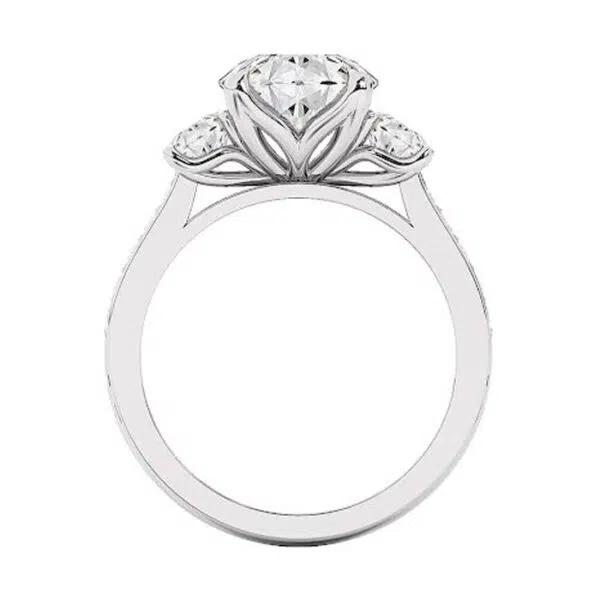 Petal Set Round Three Stone Engagement Ring 2