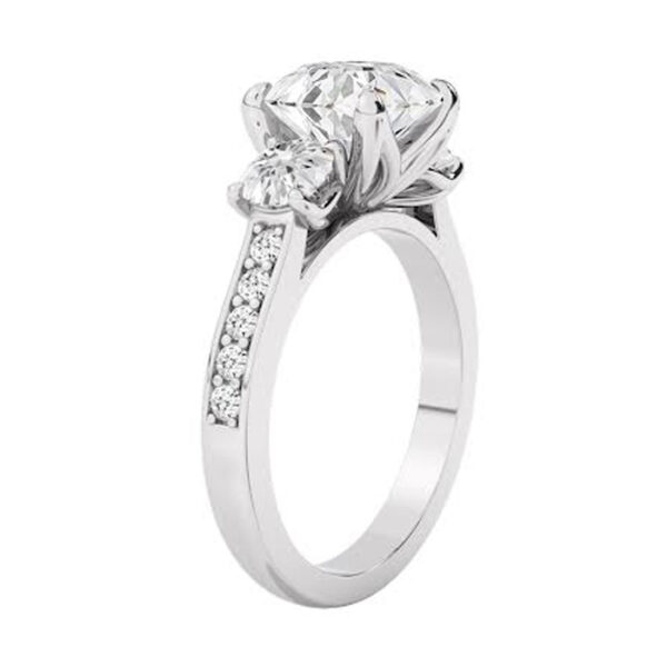 Petal Set Round Three Stone Engagement Ring 3