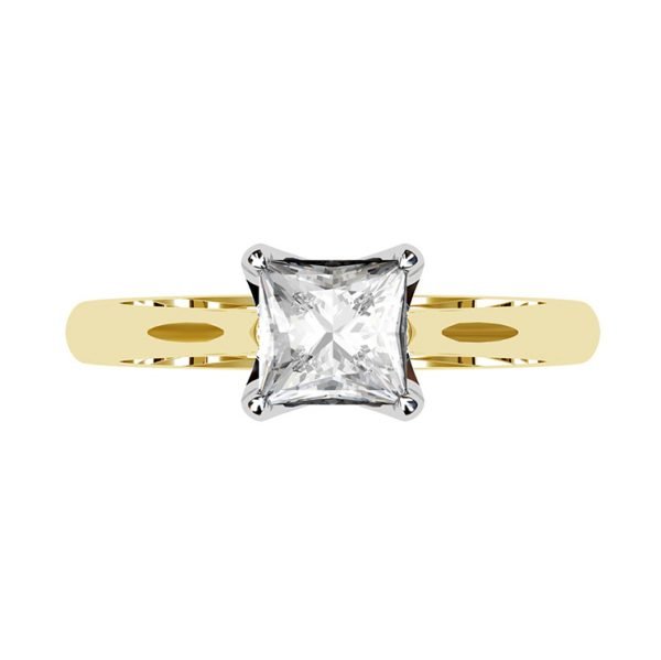 Petal Style Princess Cut Solitaire Diamond Ring 8