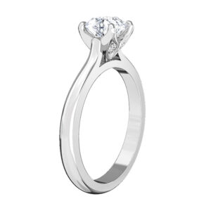 Petal Style Round Brilliant Cut Diamond Solitaire w2