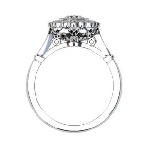 Petal Vintage Style Round Diamond Engagement Ring white 3