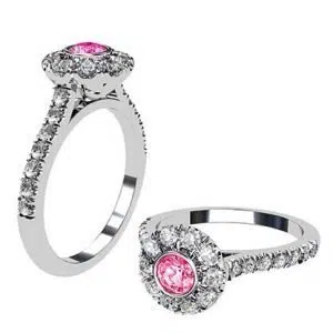 Pink Diamond Ring with White Diamond Halo 1 1