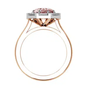 Pink Sapphire Ring with Diamond Baguette Halo rose 3