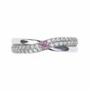 Pink and White Crossover Diamond Wedding Band 3