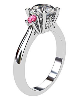 Platinum Round White and Pink Diamond Ring 4 2