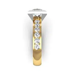 Princess Cut Diamond Bezel Set Yellow Gold Engagement Ring y