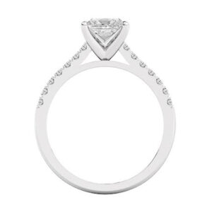 Princess Cut Diamond Engagement Ring with V Shape Basket white 2