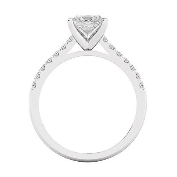 Princess Cut Diamond Engagement Ring with V Shape Basket white 2