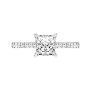 Princess Cut Diamond Engagement Ring with V Shape Basket white 4