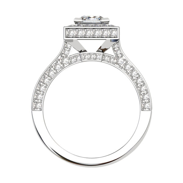 Princess Cut Diamond Halo Engagement Ring with Diamond Rail 3