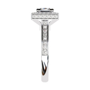 Princess Cut Diamond Halo Engagement Ring with Diamond Rail 4