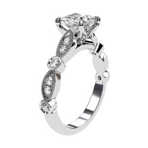 Princess Cut Diamond Ring with Eclipse Style Band white 2