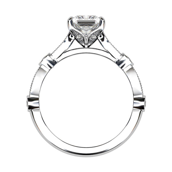 Princess Cut Diamond Ring with Eclipse Style Band white 3