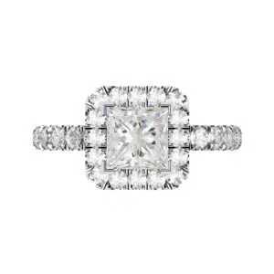 Princess Cut Diamond Rounded Halo Engagement Ring r copy