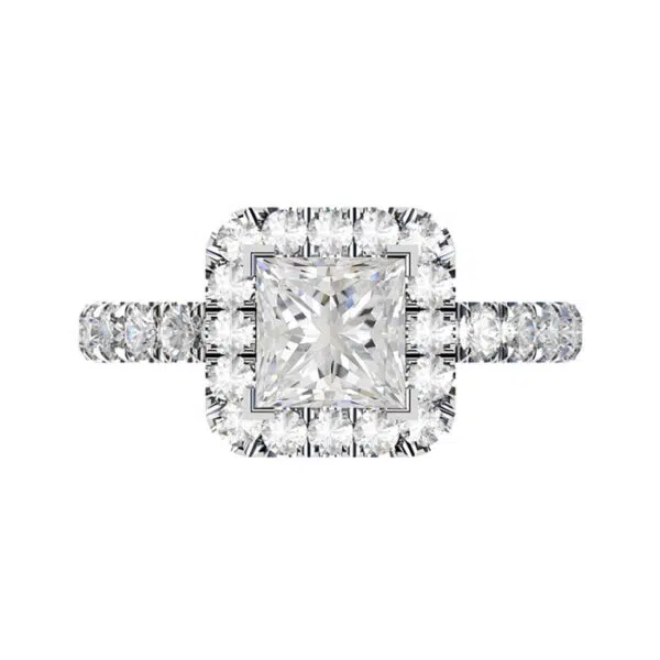 Princess Cut Diamond Rounded Halo Engagement Ring r copy