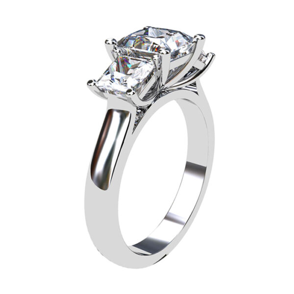 Princess Cut Diamond Three Stone Engagement Ring white 2