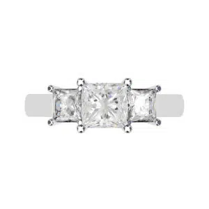 Princess Cut Diamond Three Stone Engagement Ring white copy