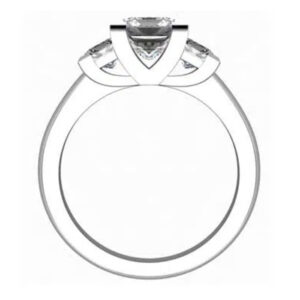 Princess Cut Diamond Three Stone Engagement Ring with V Shaped Design white 2