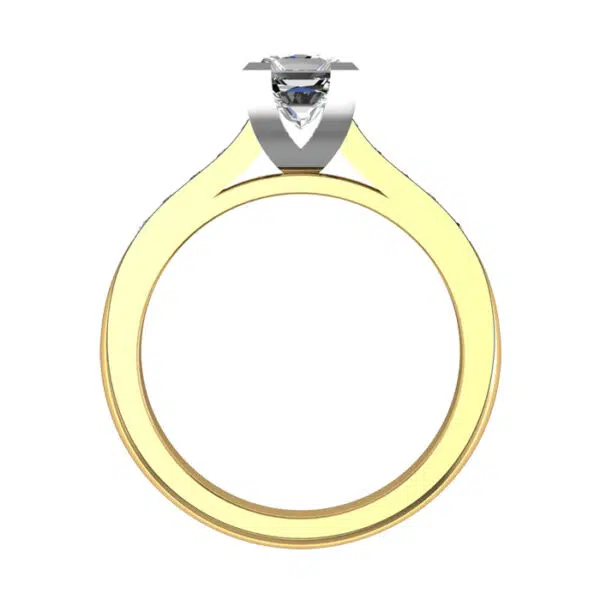 Princess Cut Diamond Yellow Gold Engagement Ring with V Shaped Basket yellow 3